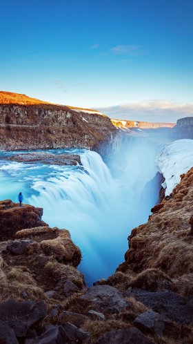 Обои Gullfoss Водопад, xarrfoss, водопад тупица, Селфосс, золотое кольцо для Google Pixel XL, Meizu Pro 7, Nokia 8, HTC U, Huawei P10 Quad HD, заставка, 1440x2560 картинка