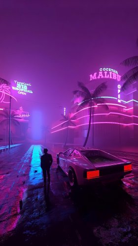 Обои Retrowave, gta vice city, Гранд Кражи Автоматический Трилогии, grand theft auto v, мод для видеоигр для Google Pixel XL, Meizu Pro 7, Nokia 8, HTC U, Huawei P10 Quad HD, заставка, 1440x2560 картинка
