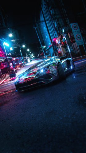 Обои киберпанк ламборгини, Ламборджини, легковые автомобили, lamborghini gallardo, спорткар для Google Pixel XL, Meizu Pro 7, Nokia 8, HTC U, Huawei P10 Quad HD, заставка, 1440x2560 картинка