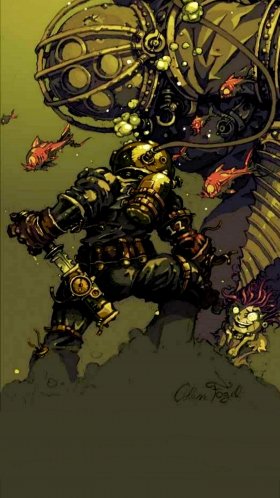 Обои bioshock bouncer art, игра BioShock, bioshock infinite, В BioShock 2, большой папочка для Google Pixel XL, Meizu Pro 7, Nokia 8, HTC U, Huawei P10 Quad HD, заставка, 1440x2560 картинка