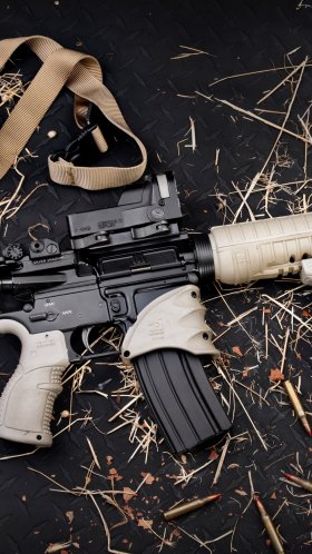 Обои Винтовка AR-15 стиль, орудие, штурмовая винтовка, боеприпасы, триггер для Google Pixel XL, Meizu Pro 7, Nokia 8, HTC U, Huawei P10 Quad HD, заставка, 1440x2560 картинка