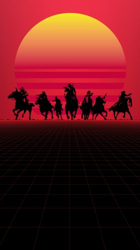 Обои red dead redemption, red dead redemption 2, красный цвет, конь, силуэт для Google Pixel XL, Meizu Pro 7, Nokia 8, HTC U, Huawei P10 Quad HD, заставка, 1440x2560 картинка