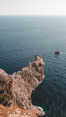 Обои оконечности полуострова Аланья, Алания, море, побережье, обрыв для Google Pixel XL, Meizu Pro 7, Nokia 8, HTC U, Huawei P10 Quad HD, заставка, 1440x2560 картинка