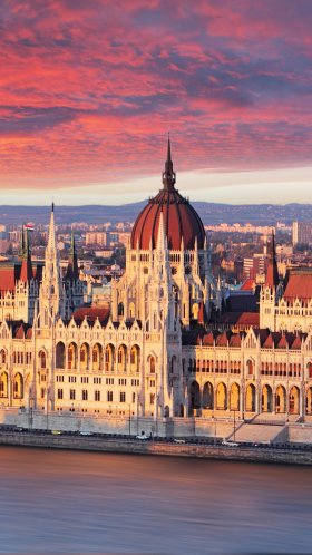 Обои Здание Венгерского Парламента, ориентир, город, городской пейзаж, линия горизонта для Google Pixel XL, Meizu Pro 7, Nokia 8, HTC U, Huawei P10 Quad HD, заставка, 1440x2560 картинка